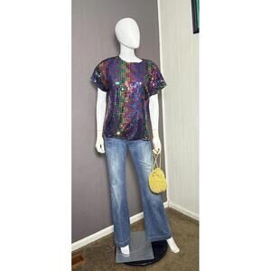1970’s Rainbow Sequin top from Katie Brooke M/L